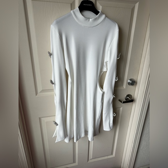 MACH & MACH Crystal-Embellished Ribbed Cotton Mini Dress - Picture 3 of 7